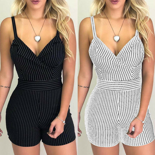 2019 Women fashion Slim Sexy Jumpsuit Sleeveless Strap Boho Playsuit Jumpsuit Rompers Summer Beach stripe Casual Women Clothes