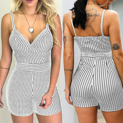 2019 Women fashion Slim Sexy Jumpsuit Sleeveless Strap Boho Playsuit Jumpsuit Rompers Summer Beach stripe Casual Women Clothes