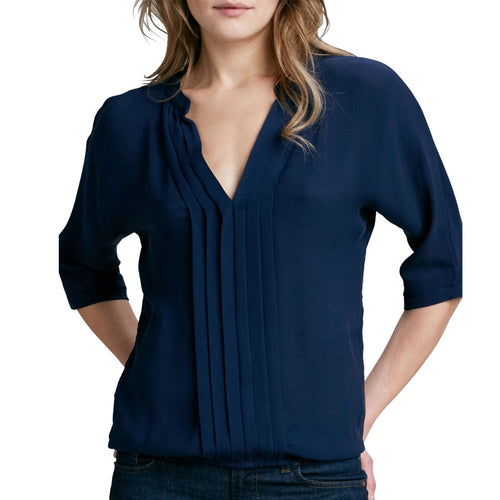 Women Summer Middle Sleeve Chiffon Blouses Fashion Hot Style V-Neck Chiffon Shirt Simple Design All Match Shirts OL Basic Top