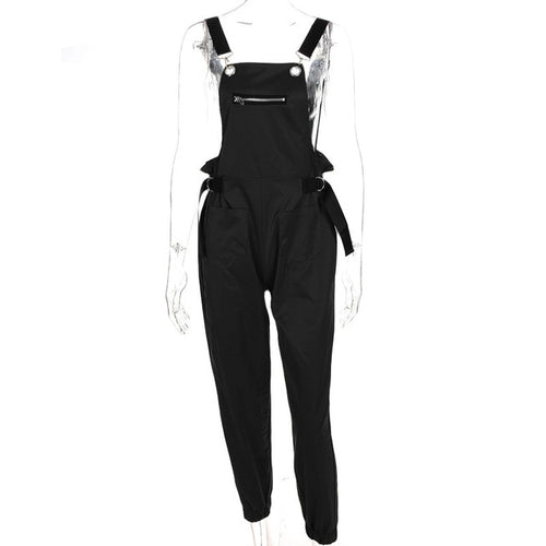 Vangull Khaki Rompers Womens Jumpsuit Long Elegant Zipper Pockets Sleevlesee Adjusted Strap High Waist Cotton Fashion Summer