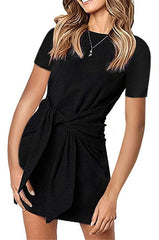 2019 Summer Autumn Dress Fashion Women Casual Loose Elegant Dress Good Quality O-Neck Sexy Black White Dress With Belt Vestidos