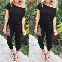 2019 New Women Casual One-Shoulder Wide Leg Jumpsuit Fashion Ladies Summer Soft Loose Playsuit Bodycon Party Trousers Jumpsuit