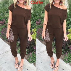 2019 New Women Casual One-Shoulder Wide Leg Jumpsuit Fashion Ladies Summer Soft Loose Playsuit Bodycon Party Trousers Jumpsuit