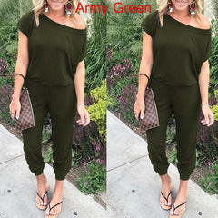 2019 New Women Casual One-Shoulder Wide Leg Jumpsuit Fashion Ladies Summer Soft Loose Playsuit Bodycon Party Trousers Jumpsuit