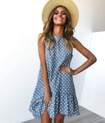 Wave Point Dress Ruffle Women 2019 Spring Summer New Fashion Street Sexy Casual Slim Thin Beach Party O Neck Mini Dress Vestidos