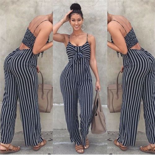 Summer Women Clubwear Playsuit Party Jumpsuit Romper Fashion Ladies High Waist Sleeveless Long Trousers